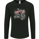 USA Biker Motorcycle American Flag Mens Long Sleeve T-Shirt Black