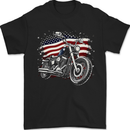USA Biker Motorcycle American Flag Mens T-Shirt 100% Cotton Black