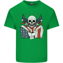 USA Biker Skull Motorcycle Motorbike Flag Kids T-Shirt Childrens Irish Green