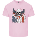 USA Biker Skull Motorcycle Motorbike Flag Kids T-Shirt Childrens Light Pink