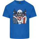 USA Biker Skull Motorcycle Motorbike Flag Kids T-Shirt Childrens Royal Blue