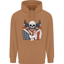 USA Biker Skull Motorcycle Motorbike Flag Mens 80% Cotton Hoodie Caramel Latte