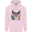 USA Biker Skull Motorcycle Motorbike Flag Mens 80% Cotton Hoodie Light Pink