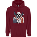USA Biker Skull Motorcycle Motorbike Flag Mens 80% Cotton Hoodie Maroon