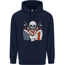 USA Biker Skull Motorcycle Motorbike Flag Mens 80% Cotton Hoodie Navy Blue