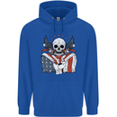 USA Biker Skull Motorcycle Motorbike Flag Mens 80% Cotton Hoodie Royal Blue