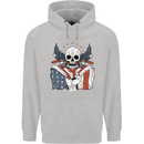 USA Biker Skull Motorcycle Motorbike Flag Mens 80% Cotton Hoodie Sports Grey