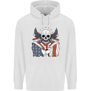 USA Biker Skull Motorcycle Motorbike Flag Mens 80% Cotton Hoodie White