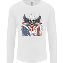 USA Biker Skull Motorcycle Motorbike Flag Mens Long Sleeve T-Shirt White