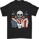 USA Biker Skull Motorcycle Motorbike Flag Mens T-Shirt 100% Cotton Black
