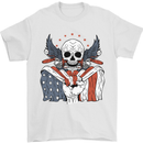 USA Biker Skull Motorcycle Motorbike Flag Mens T-Shirt 100% Cotton White