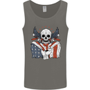 USA Biker Skull Motorcycle Motorbike Flag Mens Vest Tank Top Charcoal