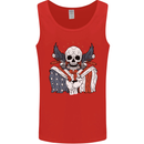 USA Biker Skull Motorcycle Motorbike Flag Mens Vest Tank Top Red