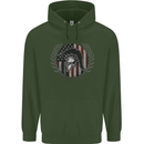 USA Bodybuilding Flag Gym Training Spartan Childrens Kids Hoodie Forest Green