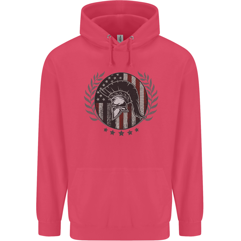 USA Bodybuilding Flag Gym Training Spartan Childrens Kids Hoodie Heliconia