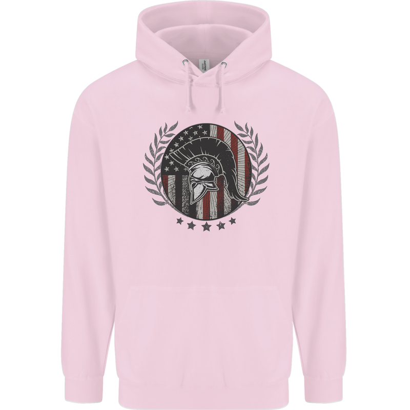 USA Bodybuilding Flag Gym Training Spartan Childrens Kids Hoodie Light Pink