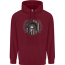 USA Bodybuilding Flag Gym Training Spartan Childrens Kids Hoodie Maroon