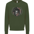 USA Bodybuilding Flag Gym Training Spartan Kids Sweatshirt Jumper Forest Green