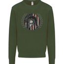 USA Bodybuilding Flag Gym Training Spartan Kids Sweatshirt Jumper Forest Green