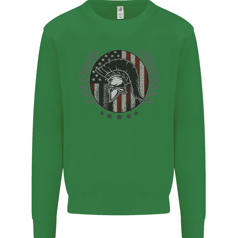 USA Bodybuilding Flag Gym Training Spartan Kids Sweatshirt Jumper Irish Green