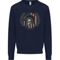 USA Bodybuilding Flag Gym Training Spartan Kids Sweatshirt Jumper Navy Blue
