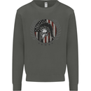 USA Bodybuilding Flag Gym Training Spartan Kids Sweatshirt Jumper Storm Grey