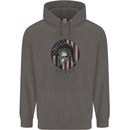 USA Bodybuilding Flag Gym Training Spartan Mens 80% Cotton Hoodie Charcoal