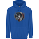 USA Bodybuilding Flag Gym Training Spartan Mens 80% Cotton Hoodie Royal Blue