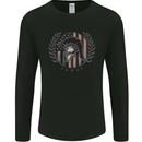 USA Bodybuilding Flag Gym Training Spartan Mens Long Sleeve T-Shirt Black