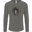 USA Bodybuilding Flag Gym Training Spartan Mens Long Sleeve T-Shirt Charcoal