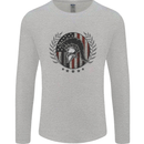 USA Bodybuilding Flag Gym Training Spartan Mens Long Sleeve T-Shirt Sports Grey