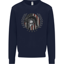 USA Bodybuilding Flag Gym Training Spartan Mens Sweatshirt Jumper Navy Blue