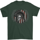 USA Bodybuilding Flag Gym Training Spartan Mens T-Shirt 100% Cotton Forest Green