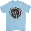 USA Bodybuilding Flag Gym Training Spartan Mens T-Shirt 100% Cotton Light Blue