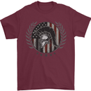 USA Bodybuilding Flag Gym Training Spartan Mens T-Shirt 100% Cotton Maroon