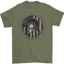 USA Bodybuilding Flag Gym Training Spartan Mens T-Shirt 100% Cotton Military Green