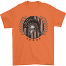USA Bodybuilding Flag Gym Training Spartan Mens T-Shirt 100% Cotton Orange