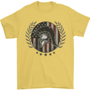 USA Bodybuilding Flag Gym Training Spartan Mens T-Shirt 100% Cotton Yellow