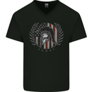 USA Bodybuilding Flag Gym Training Spartan Mens V-Neck Cotton T-Shirt Black