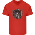 USA Bodybuilding Flag Gym Training Spartan Mens V-Neck Cotton T-Shirt Red
