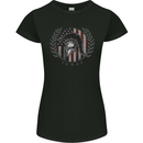 USA Bodybuilding Flag Gym Training Spartan Womens Petite Cut T-Shirt Black