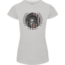 USA Bodybuilding Flag Gym Training Spartan Womens Petite Cut T-Shirt Sports Grey