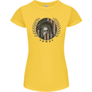 USA Bodybuilding Flag Gym Training Spartan Womens Petite Cut T-Shirt Yellow