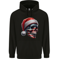 USA Christmas Skull Xmas American Flag Biker Childrens Kids Hoodie Black