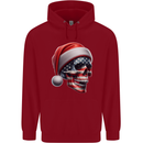USA Christmas Skull Xmas American Flag Biker Childrens Kids Hoodie Red