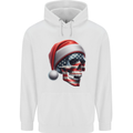 USA Christmas Skull Xmas American Flag Biker Childrens Kids Hoodie White