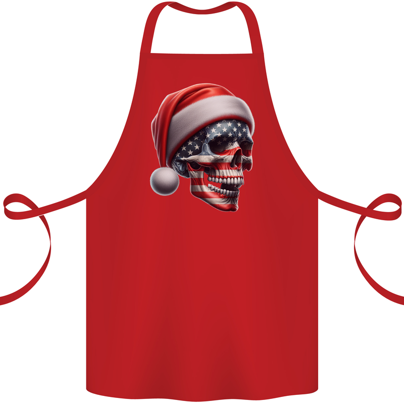USA Christmas Skull Xmas American Flag Biker Cotton Apron 100% Organic Red