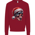 USA Christmas Skull Xmas American Flag Biker Kids Sweatshirt Jumper Red