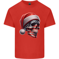USA Christmas Skull Xmas American Flag Biker Kids T-Shirt Childrens Red