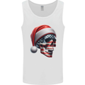 USA Christmas Skull Xmas American Flag Biker Mens Vest Tank Top White